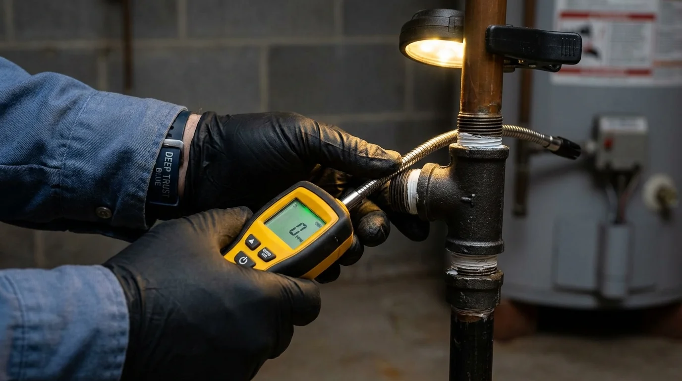 Gas leak detection with electronic sniffer by Johns Plumbing LLC in Crawfordsville