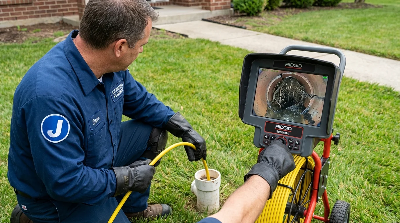 Sewer camera inspection being performed by Johns Plumbing LLC in Crawfordsville